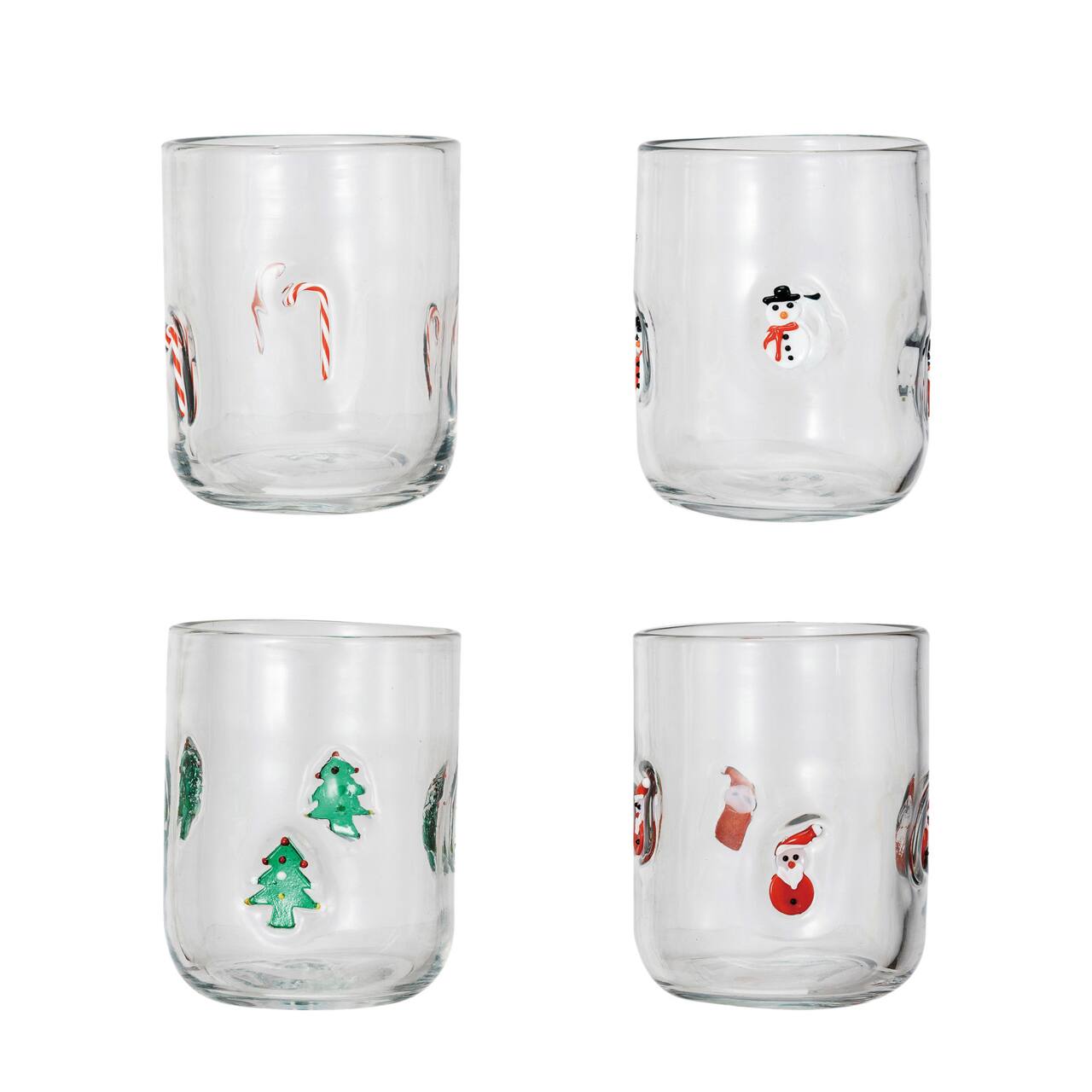 Hello Honey® 4.5" Round Drinking Glass with Holiday Icon Pattern Set